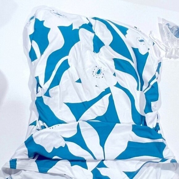 ANNE COLE Asymmetric Floral-Print One-Piece Swimsuit swimwear New TEPT size 10 - Picture 12 of 16